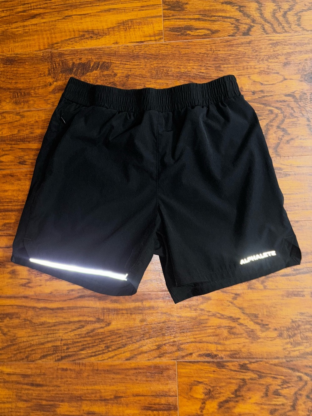Alphalete Reflective Training Shorts 5” Inseam Sleek Black Running Shorts
